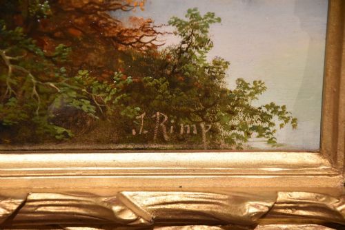 OIL PAINTING PAIR BY J RIMP SUMMER WINTER LANDSCAPES - ADDITIONAL PHOTO 4