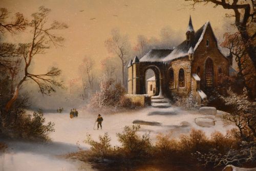 OIL PAINTING PAIR BY J RIMP SUMMER WINTER LANDSCAPES - ADDITIONAL PHOTO 6