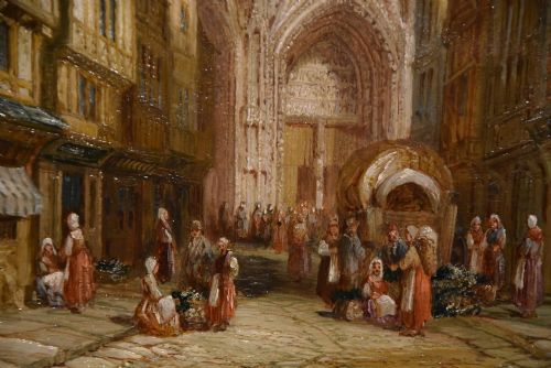 OIL PAINTING BY HENRY SCHAFER ST MACLOU ROUEN NORMANDY - ADDITIONAL PHOTO 2