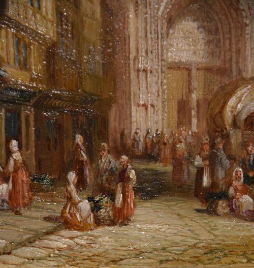 OIL PAINTING BY HENRY SCHAFER ST MACLOU ROUEN NORMANDY - ADDITIONAL PHOTO 3