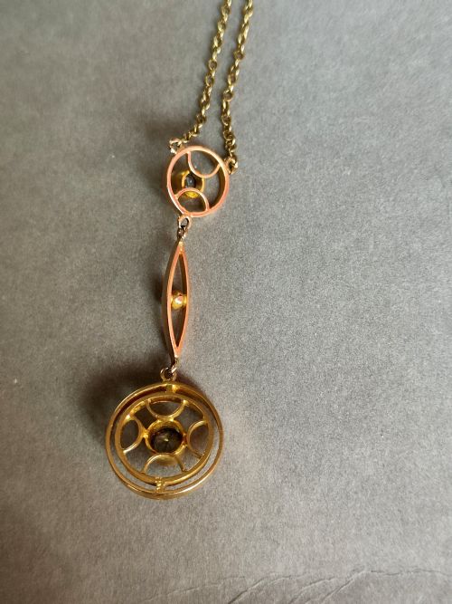 ELEGANT VICTORIAN 15CT GOLD AQUAMARINE NECKLACE PENDANT - ADDITIONAL PHOTO 5