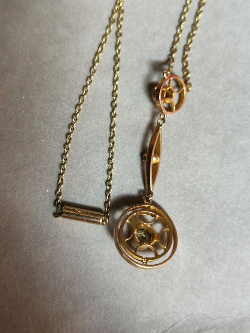 ELEGANT VICTORIAN 15CT GOLD AQUAMARINE NECKLACE PENDANT - ADDITIONAL PHOTO 10