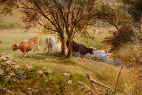 OIL PAINTING BY CHARLES JAMES LEWIS SPRINGTIME IN THE MEADOWS - ADDITIONAL PHOTO 5