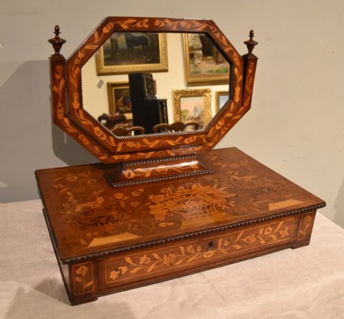 19th century dutch marquetry dressing mirror - CATEGORY: ANTIQUE MIRRORS - DATED 19TH CENTURY