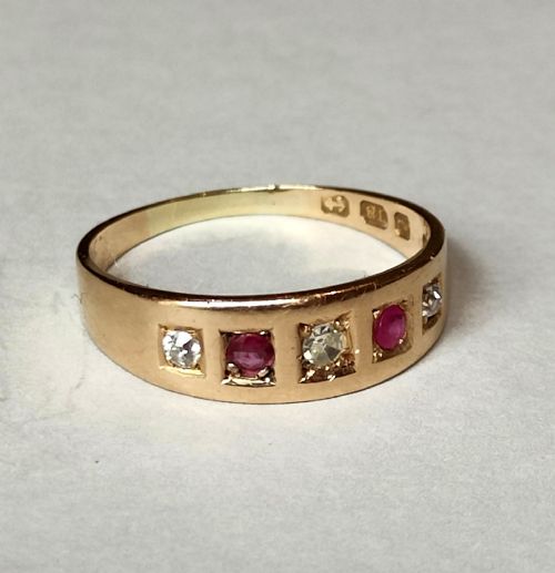 VICTORIAN 18CT GOLD RUBY DIAMOND GYPSY RING - ADDITIONAL PHOTO 1