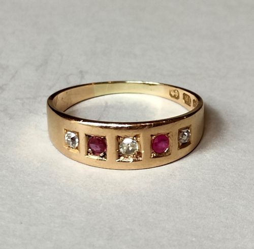 VICTORIAN 18CT GOLD RUBY DIAMOND GYPSY RING - ADDITIONAL PHOTO 3