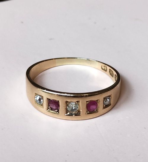 VICTORIAN 18CT GOLD RUBY DIAMOND GYPSY RING - ADDITIONAL PHOTO 4