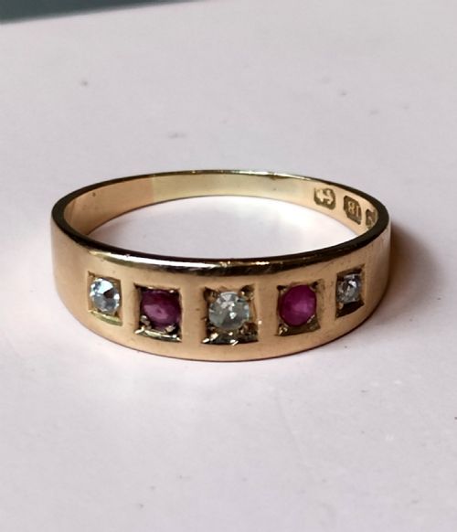 VICTORIAN 18CT GOLD RUBY DIAMOND GYPSY RING - ADDITIONAL PHOTO 5