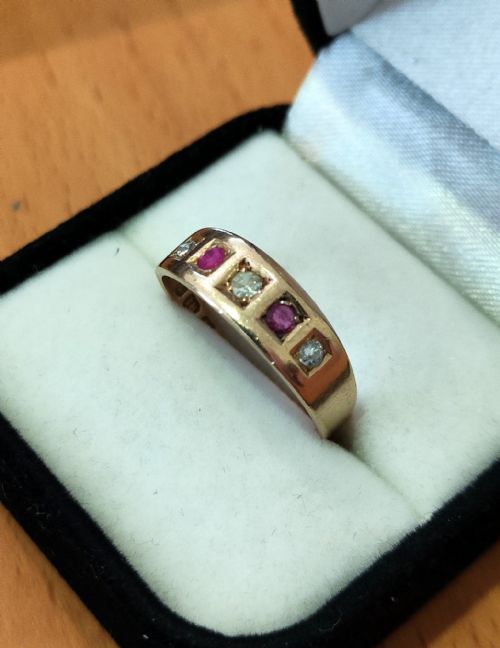 VICTORIAN 18CT GOLD RUBY DIAMOND GYPSY RING - ADDITIONAL PHOTO 11