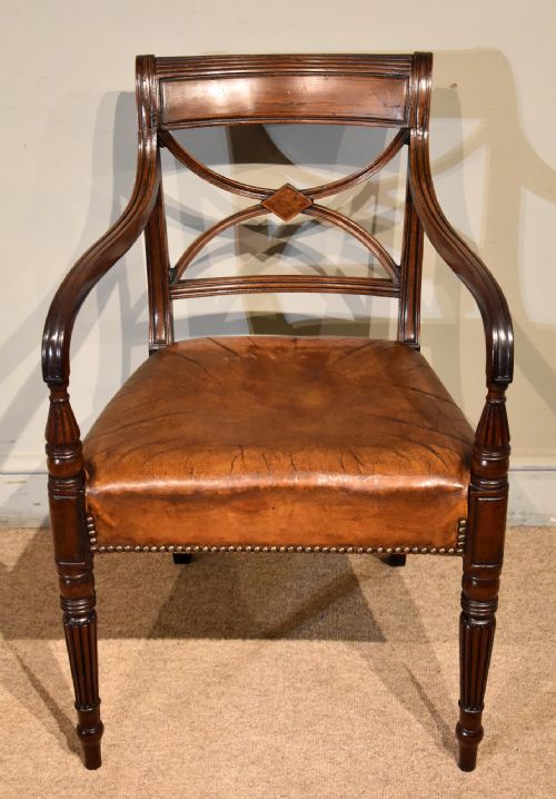 regency mahogany armchair or desk chair - CATEGORY: ANTIQUE CHAIRS - DATED REGENCY