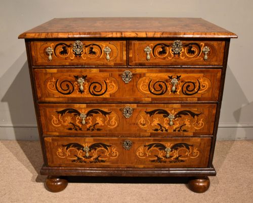 WILLIAM AND MARY WALNUT MARQUETRY CHEST OF DRAWERS - ADDITIONAL PHOTO 1