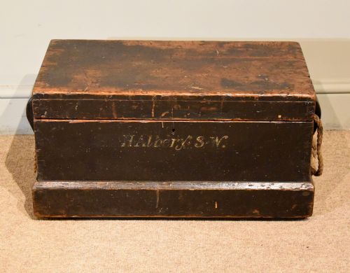 19th century painted tool box - CATEGORY: ANTIQUE CHESTS - DATED 19TH CENTURY