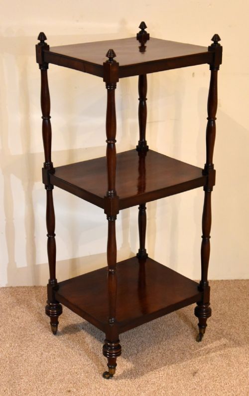 regency three tier mahogany whatnot - CATEGORY: ANTIQUE FURNITURE - DATED REGENCY