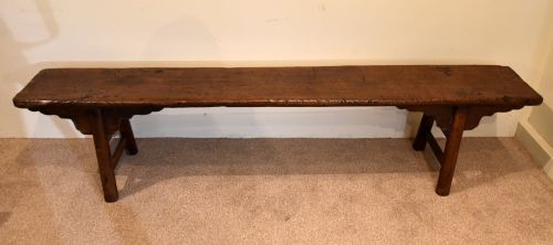 LARGE 19TH CENTURY ELM BENCH - ADDITIONAL PHOTO 1
