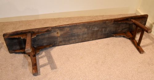 LARGE 19TH CENTURY ELM BENCH - ADDITIONAL PHOTO 2