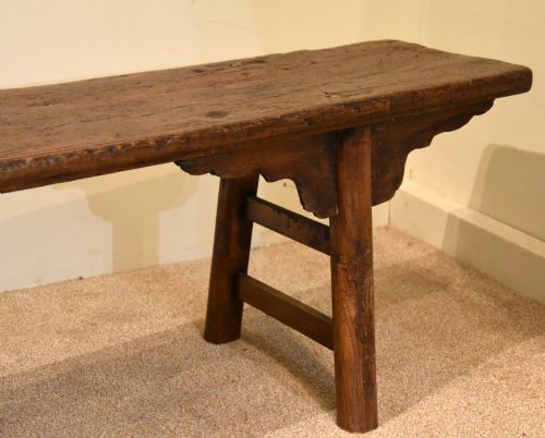 LARGE 19TH CENTURY ELM BENCH - ADDITIONAL PHOTO 5