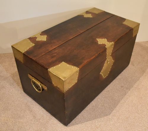 COLONIAL TEAK AND BRASS BOUND TRUNK - ADDITIONAL PHOTO 2