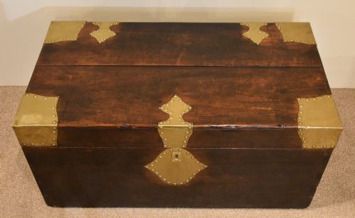 COLONIAL TEAK AND BRASS BOUND TRUNK - ADDITIONAL PHOTO 3
