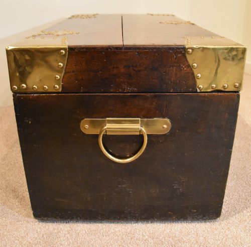 COLONIAL TEAK AND BRASS BOUND TRUNK - ADDITIONAL PHOTO 4