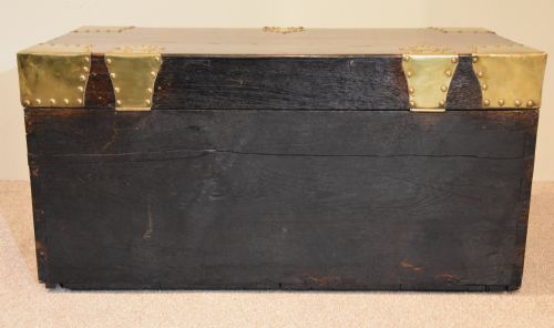 COLONIAL TEAK AND BRASS BOUND TRUNK - ADDITIONAL PHOTO 5