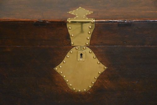 COLONIAL TEAK AND BRASS BOUND TRUNK - ADDITIONAL PHOTO 6