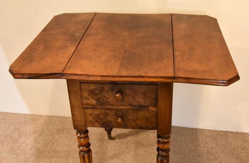 BURR WALNUT REGENCY BEDSIDE TABLE - ADDITIONAL PHOTO 5