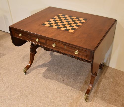 GEORGE III MAHOGANY GAMES SOFA TABLE - ADDITIONAL PHOTO 4