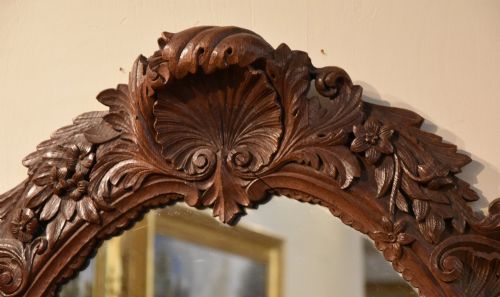19TH CENTURY CONTINENTAL CARVED OAK WALL MIRROR - ADDITIONAL PHOTO 1