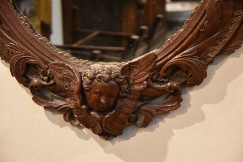 19TH CENTURY CONTINENTAL CARVED OAK WALL MIRROR - ADDITIONAL PHOTO 2