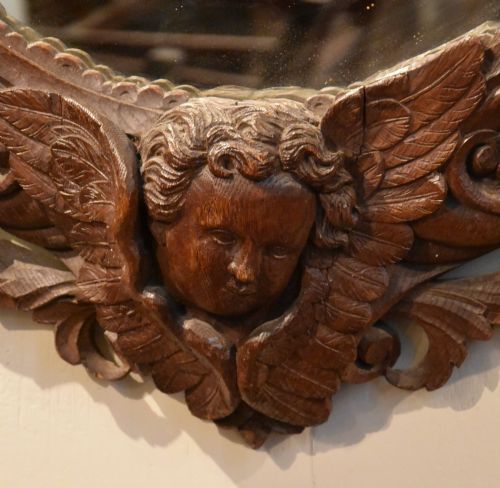 19TH CENTURY CONTINENTAL CARVED OAK WALL MIRROR - ADDITIONAL PHOTO 4