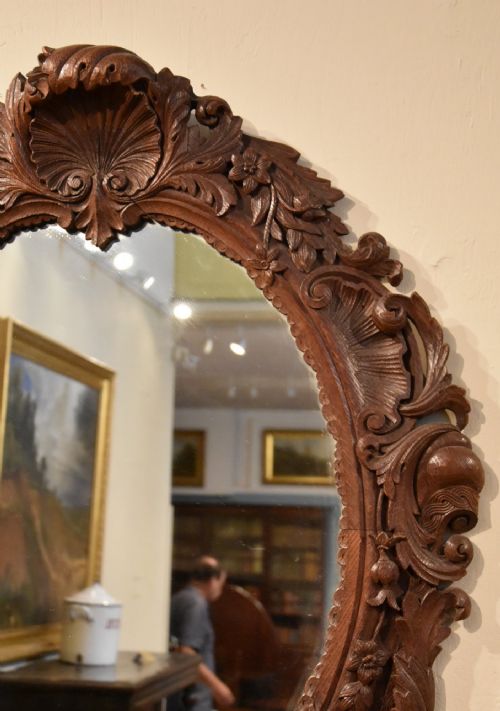 19TH CENTURY CONTINENTAL CARVED OAK WALL MIRROR - ADDITIONAL PHOTO 5