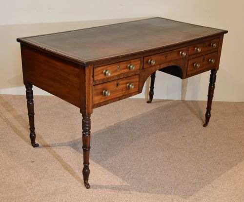 REGENCY MAHOGANY FIVE DRAWER WRITING TABLE - ADDITIONAL PHOTO 4
