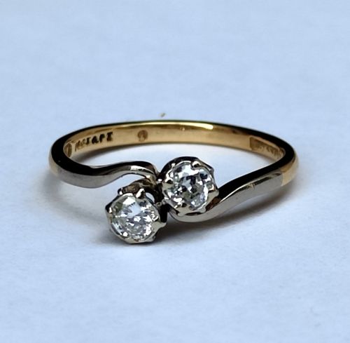 ART DECO 18CT GOLD PLATINUM DIAMOND 'TOI ET MOI' ENGAGEMENT RING - ADDITIONAL PHOTO 2