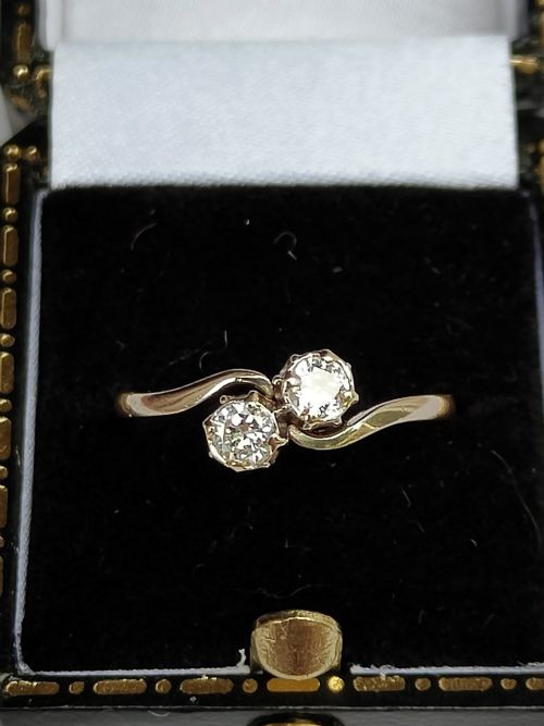 ART DECO 18CT GOLD PLATINUM DIAMOND 'TOI ET MOI' ENGAGEMENT RING - ADDITIONAL PHOTO 4