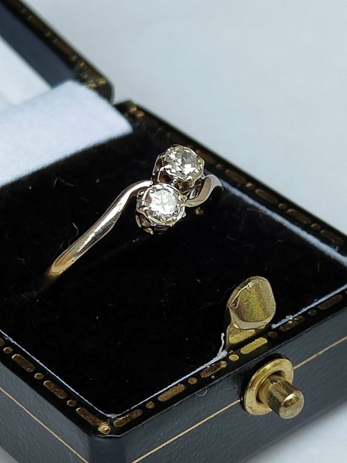 ART DECO 18CT GOLD PLATINUM DIAMOND 'TOI ET MOI' ENGAGEMENT RING - ADDITIONAL PHOTO 5