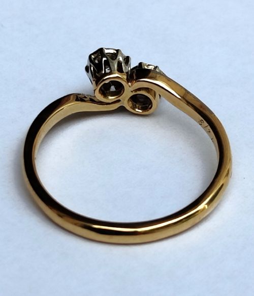 ART DECO 18CT GOLD PLATINUM DIAMOND 'TOI ET MOI' ENGAGEMENT RING - ADDITIONAL PHOTO 8