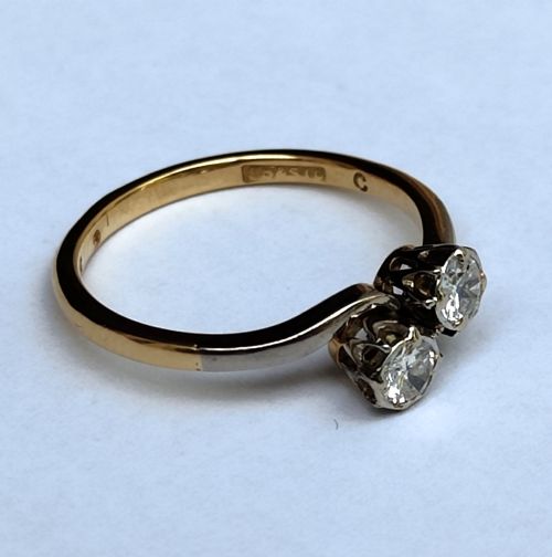 ART DECO 18CT GOLD PLATINUM DIAMOND 'TOI ET MOI' ENGAGEMENT RING - ADDITIONAL PHOTO 9
