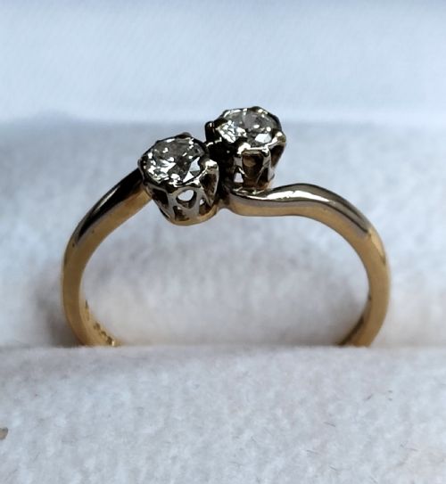 ART DECO 18CT GOLD PLATINUM DIAMOND 'TOI ET MOI' ENGAGEMENT RING - ADDITIONAL PHOTO 10