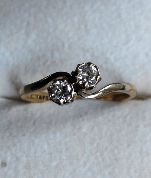 ART DECO 18CT GOLD PLATINUM DIAMOND 'TOI ET MOI' ENGAGEMENT RING - ADDITIONAL PHOTO 11