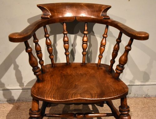 VICTORIAN BEECH AND ELM SMOKERS BOW ARMCHAIR - ADDITIONAL PHOTO 2