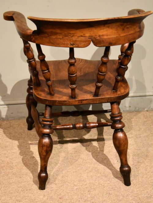 VICTORIAN BEECH AND ELM SMOKERS BOW ARMCHAIR - ADDITIONAL PHOTO 3