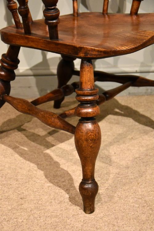 VICTORIAN BEECH AND ELM SMOKERS BOW ARMCHAIR - ADDITIONAL PHOTO 5