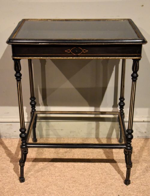 late 19th century black ebonized bijouterie table - CATEGORY: ANTIQUE TABLES - DATED 19TH CENTURY