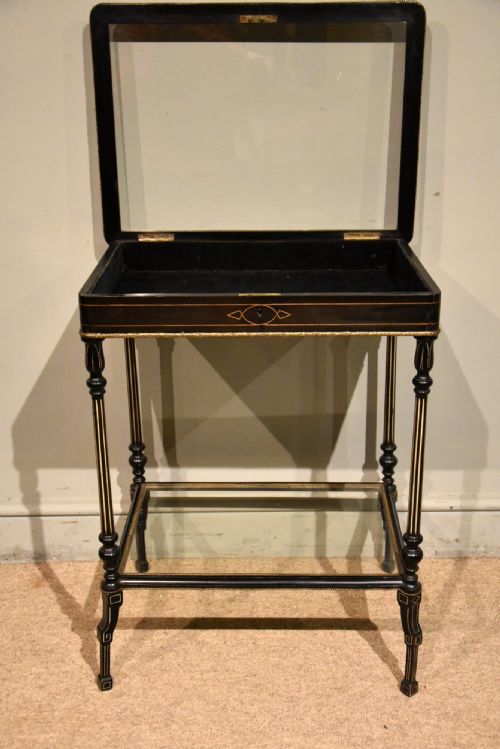 LATE 19TH CENTURY BLACK EBONIZED BIJOUTERIE TABLE - ADDITIONAL PHOTO 1