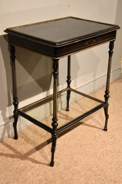 LATE 19TH CENTURY BLACK EBONIZED BIJOUTERIE TABLE - ADDITIONAL PHOTO 4