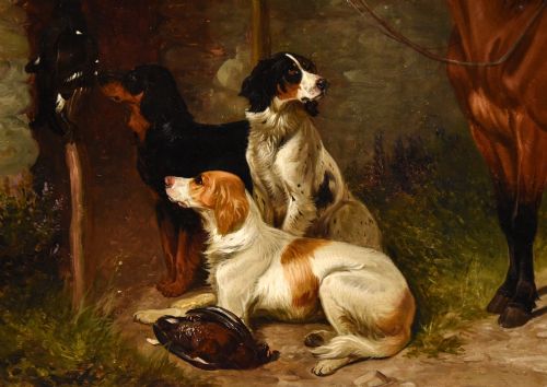 OIL PAINTING BY COLIN GRAEME ROE SETTERS AND GAME - ADDITIONAL PHOTO 3