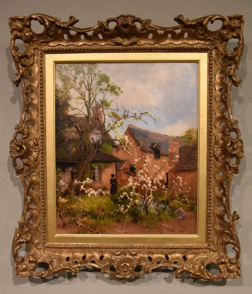 oil painting by john wallace shottery farm near stratford on avon - CATEGORY: ANTIQUE ART - DATED 19TH CENTURY