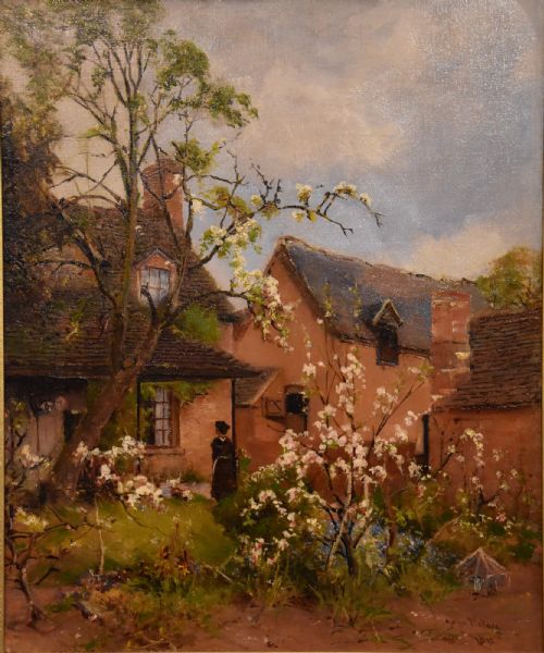 OIL PAINTING BY JOHN WALLACE SHOTTERY FARM NEAR STRATFORD ON AVON - ADDITIONAL PHOTO 1
