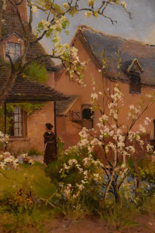OIL PAINTING BY JOHN WALLACE SHOTTERY FARM NEAR STRATFORD ON AVON - ADDITIONAL PHOTO 2