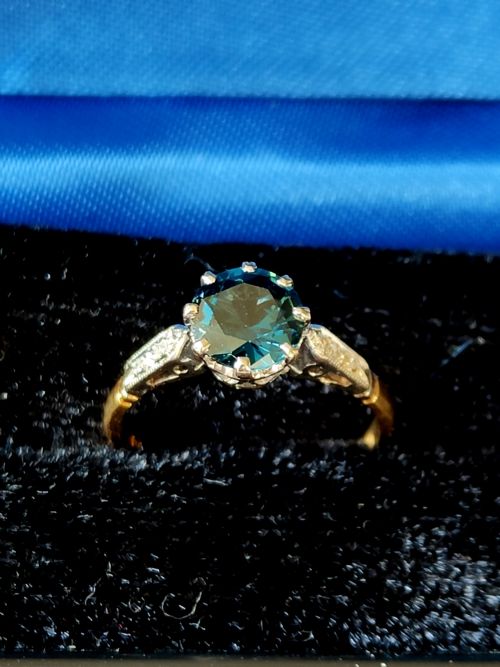 ART DECO 18CT SAPPHIRE AND DIAMOND RING - ADDITIONAL PHOTO 5